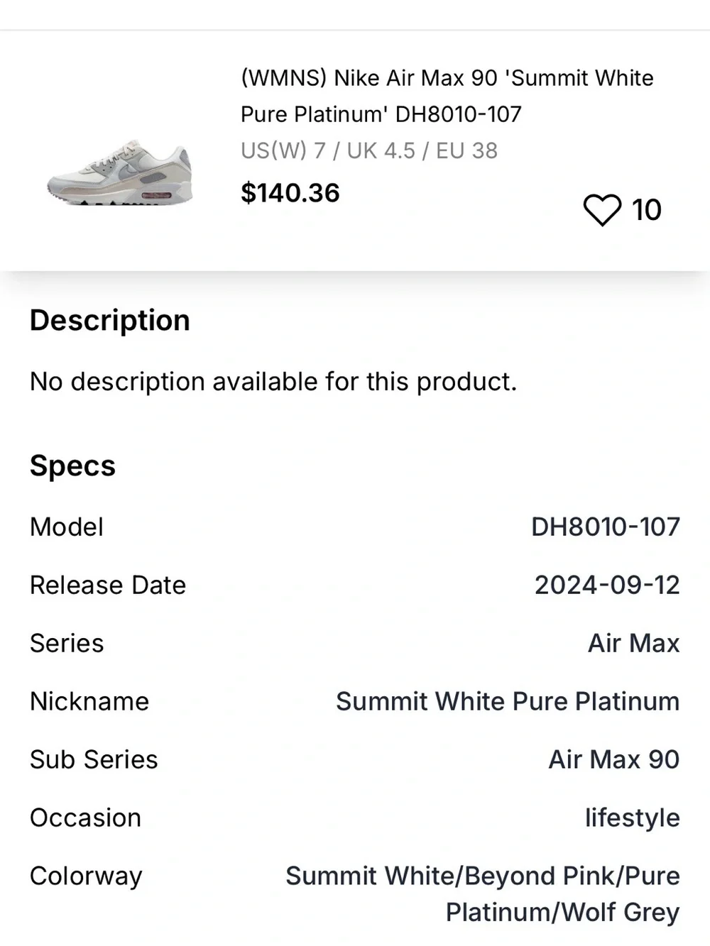 Nike Air Max 90 Womens White Light Gray Blush
